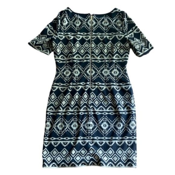 Tahari Aztec Ponte dress black and Ivory size 10 - Picture 3 of 8